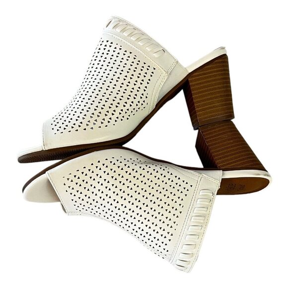 Sonoma Womens Vitalize Open-Toe Block Heel Mules Size 7.5 White Faux Leather - Picture 6 of 7